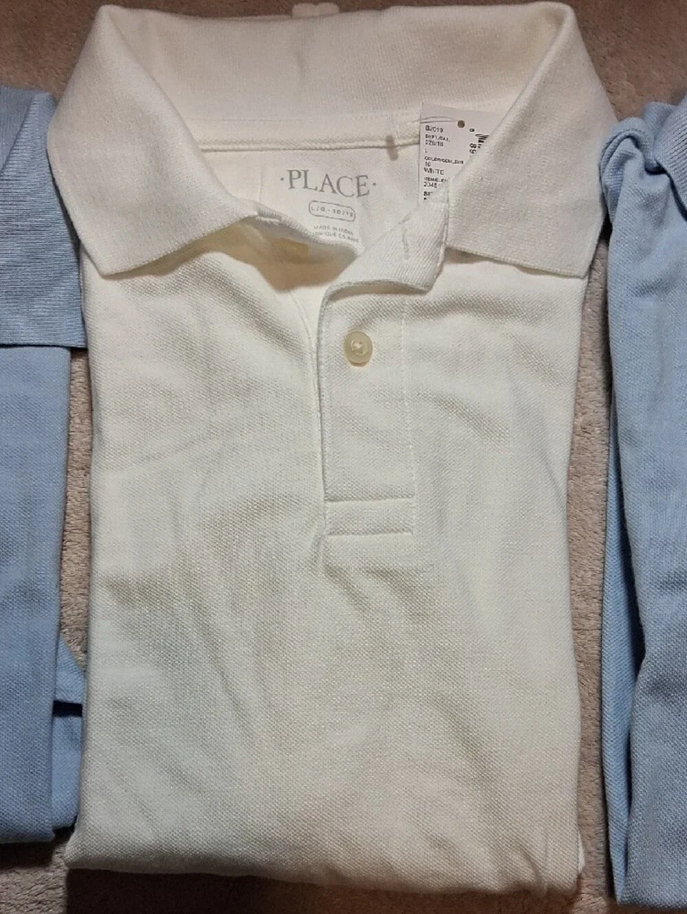 The Children's Place Long-Sleeve Polo Tops - White & Light Blue